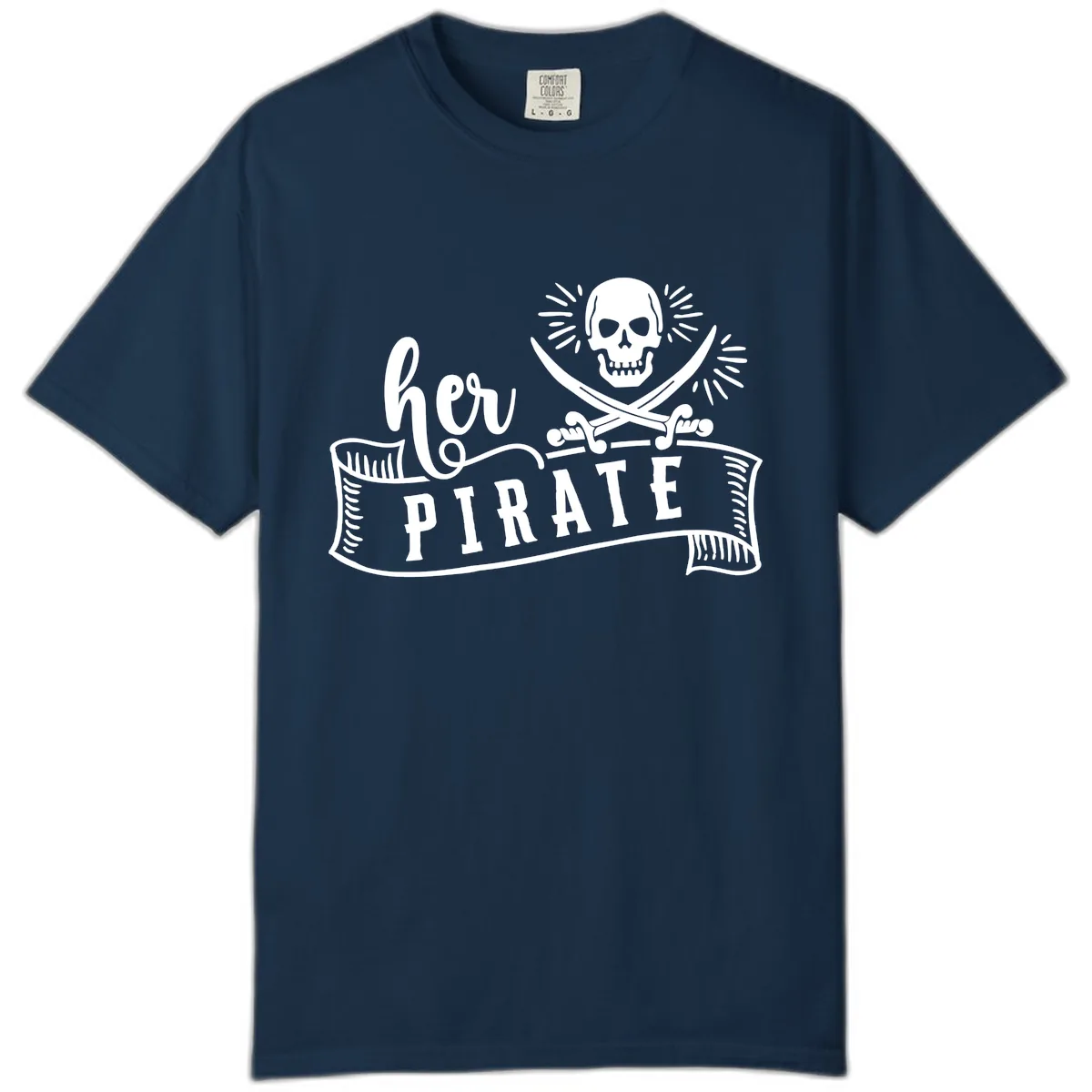 Ahoy Pirate Skull & Crossbones Comfort Color in True Navy