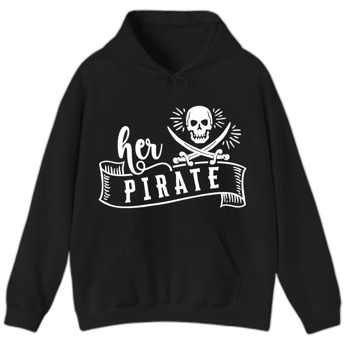 Ahoy Pirate Skull & Crossbones Hoodie in Black
