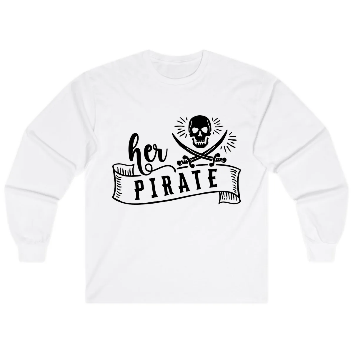 Ahoy Pirate Skull & Crossbones Long Sleeve in White