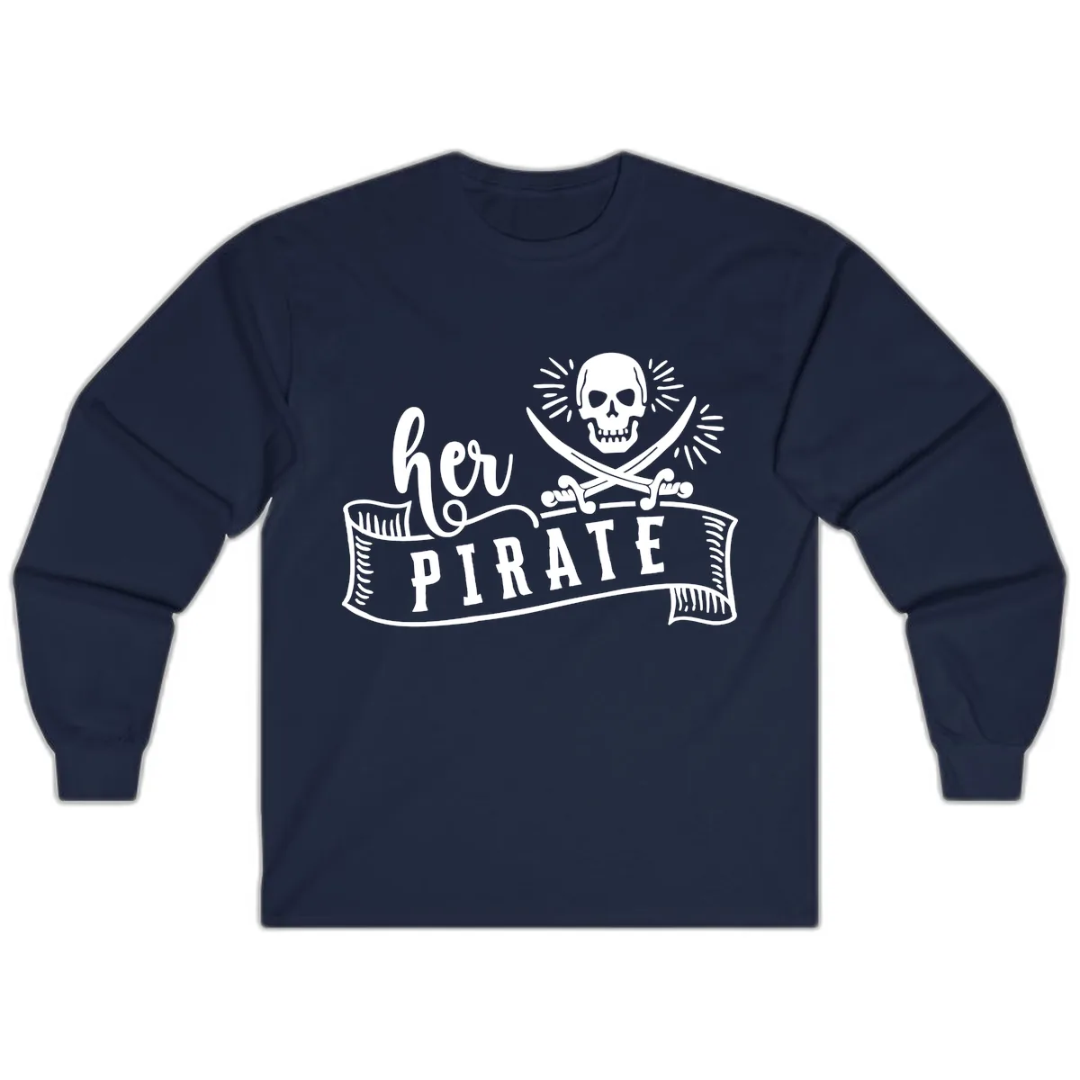 Ahoy Pirate Skull & Crossbones Long Sleeve in Navy