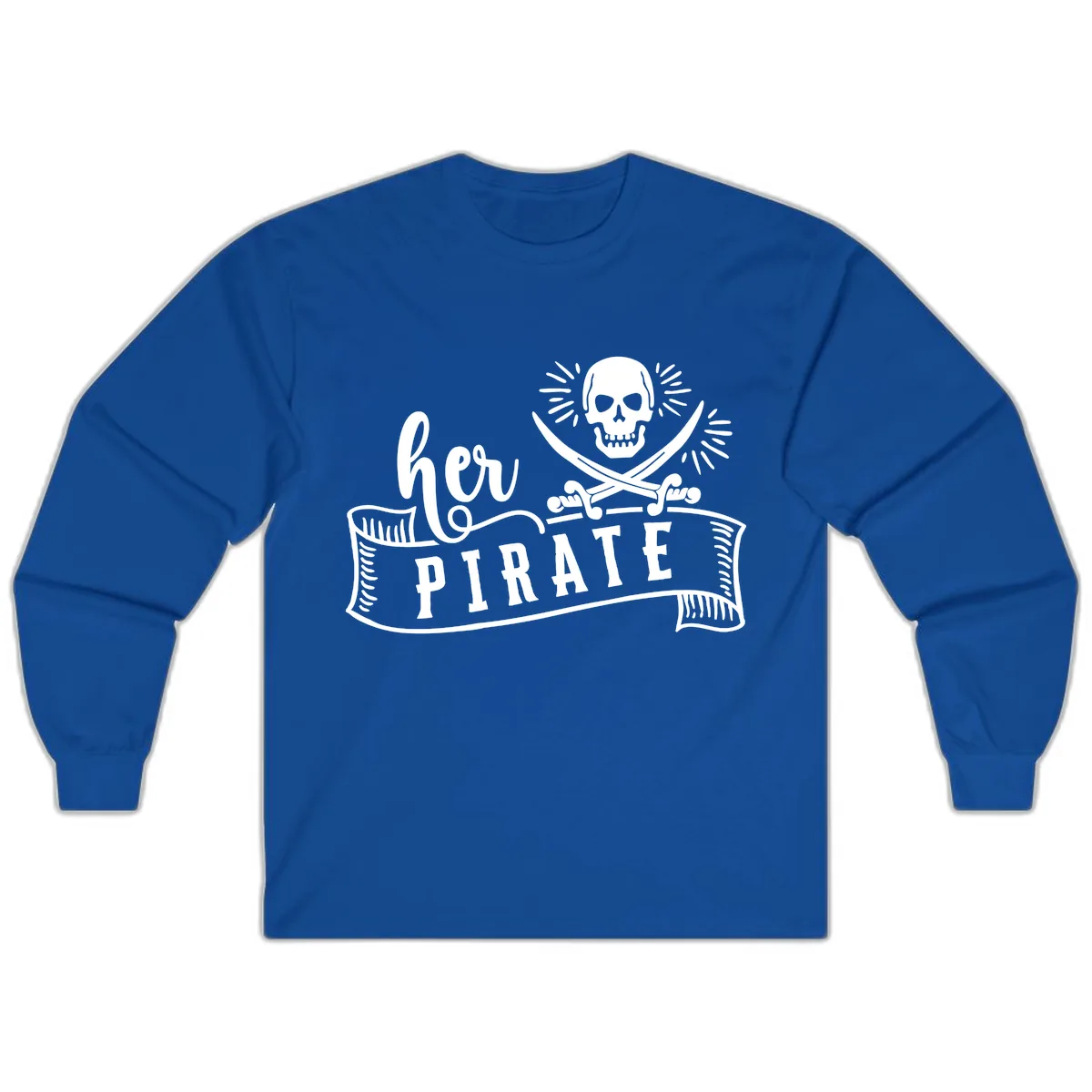Ahoy Pirate Skull & Crossbones Long Sleeve in Royal