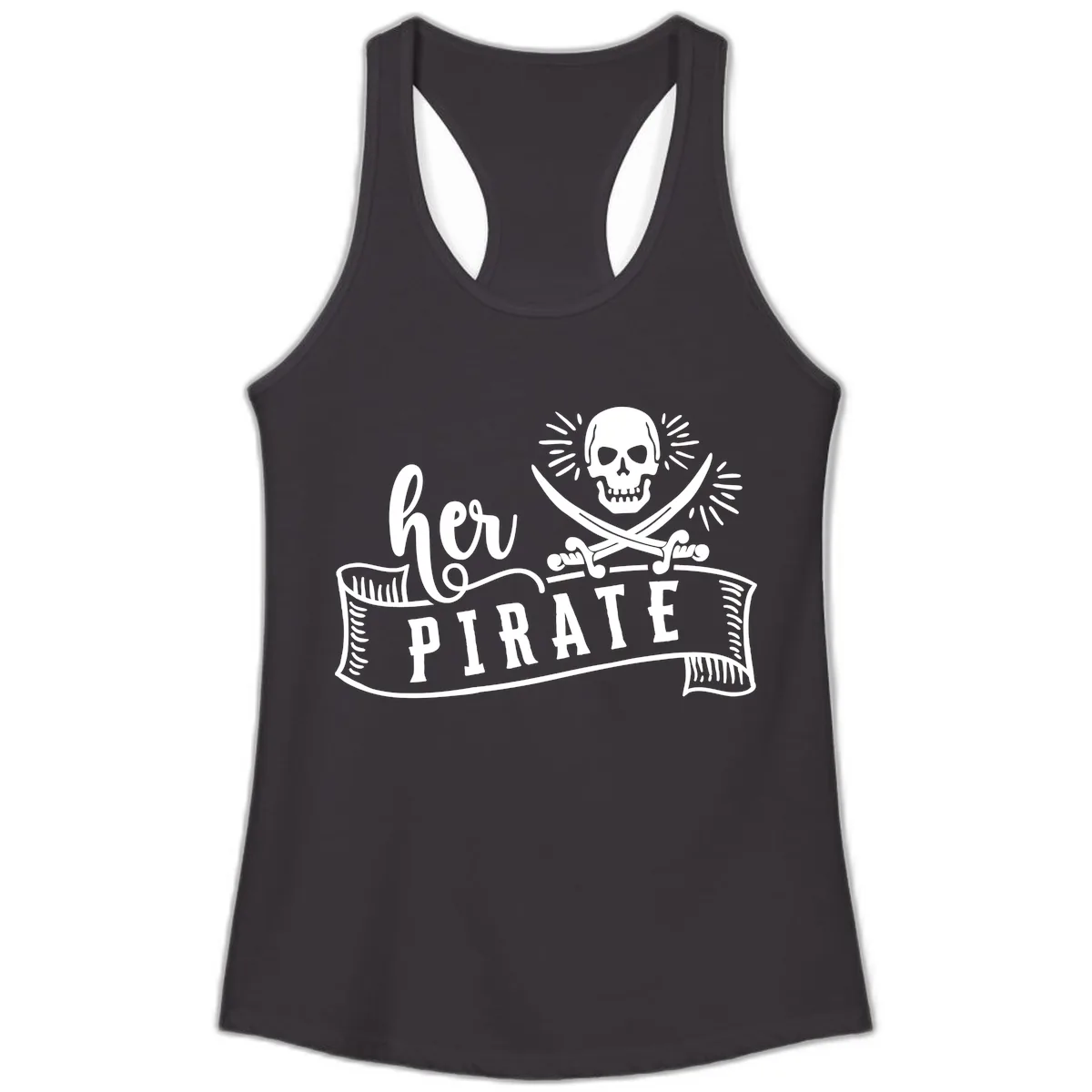 Ahoy Pirate Skull & Crossbones Ladies Tank in Black