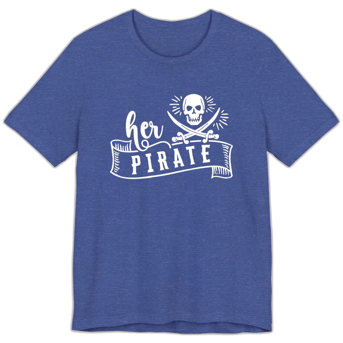 Ahoy Pirate Skull & Crossbones Premium T-Shirt in Heather True Royal