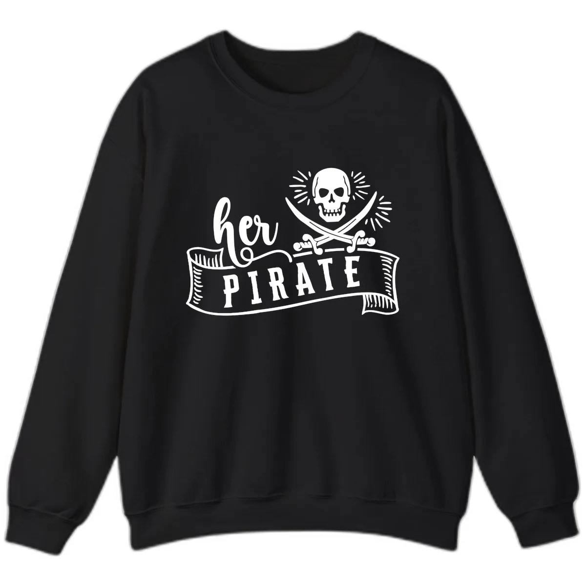 Ahoy Pirate Skull & Crossbones Sweatshirt in Black