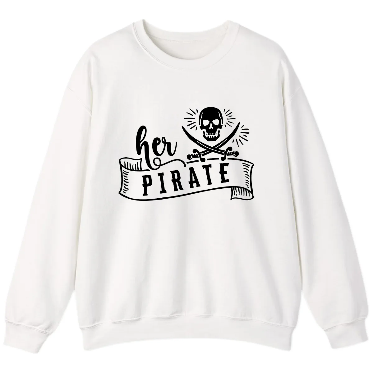 Ahoy Pirate Skull & Crossbones Sweatshirt in White