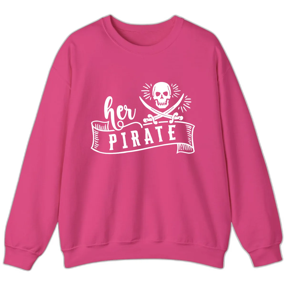 Ahoy Pirate Skull & Crossbones Sweatshirt in Heliconia