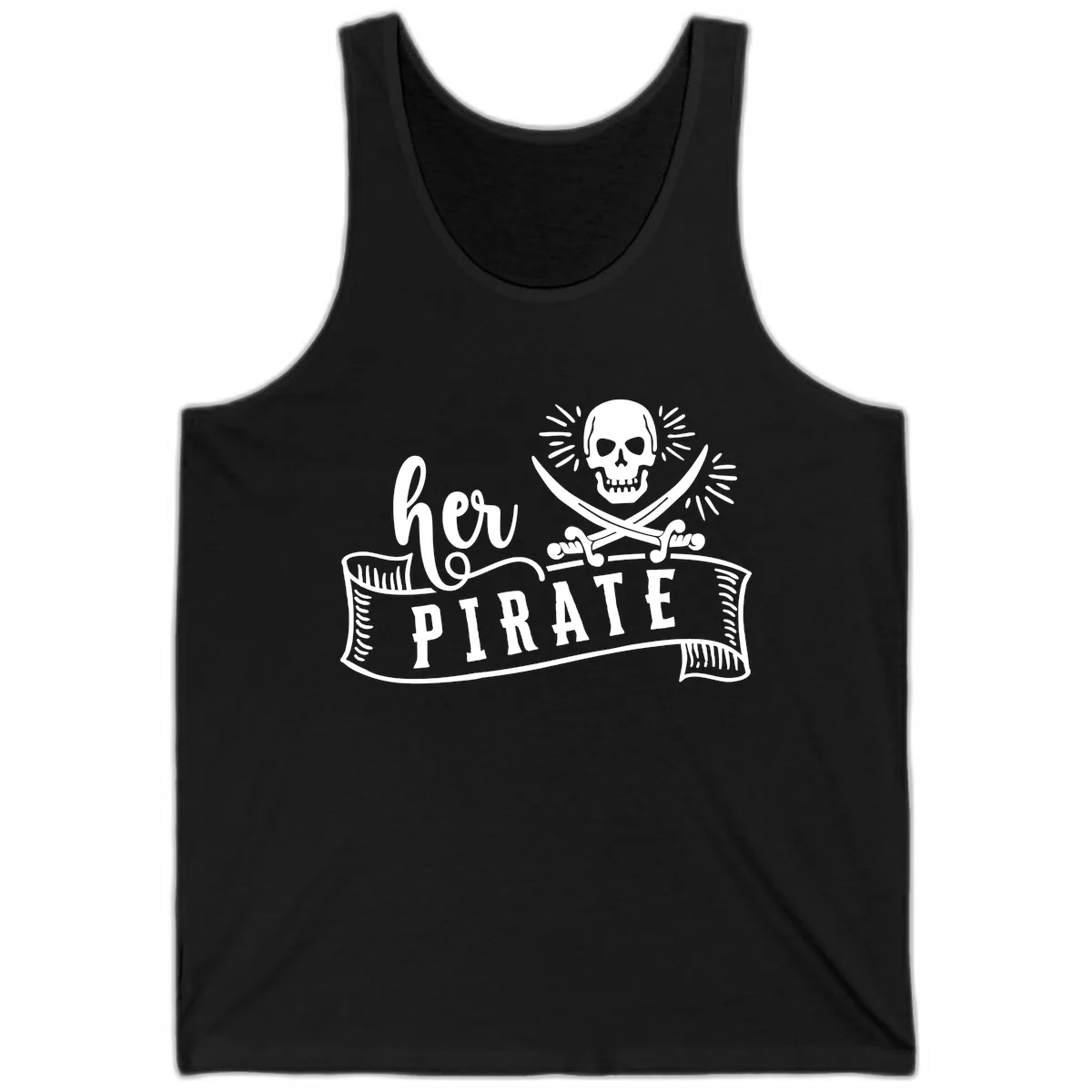 Ahoy Pirate Skull & Crossbones Tank in Black