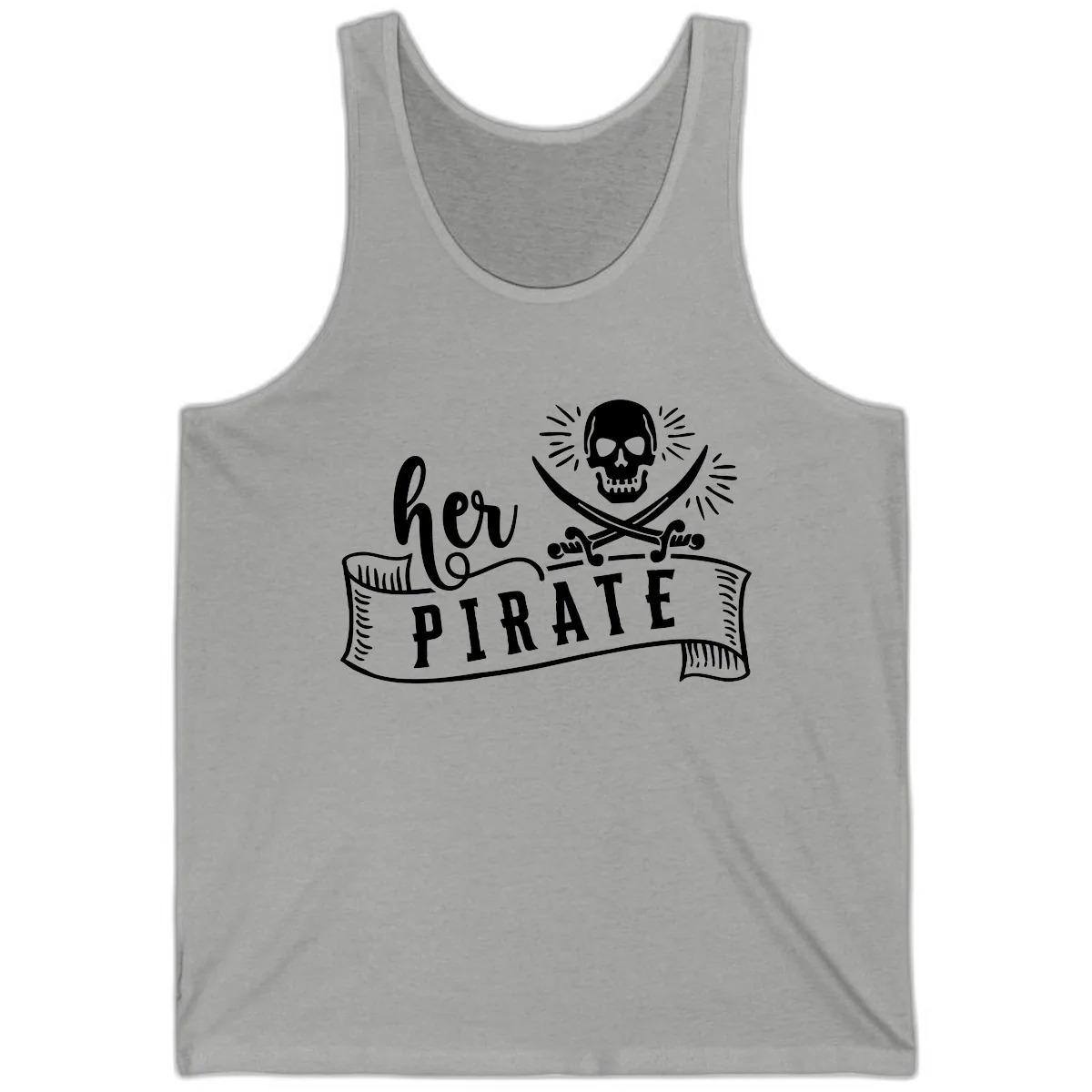 Ahoy Pirate Skull & Crossbones Tank in Athletic Heather