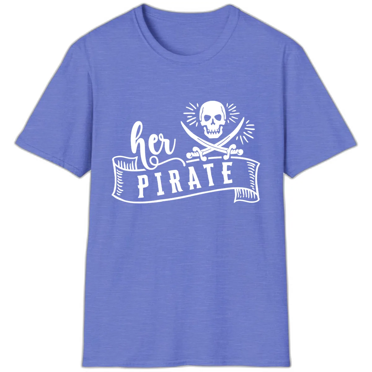 Ahoy Pirate Skull & Crossbones T-Shirt in Heather Royal