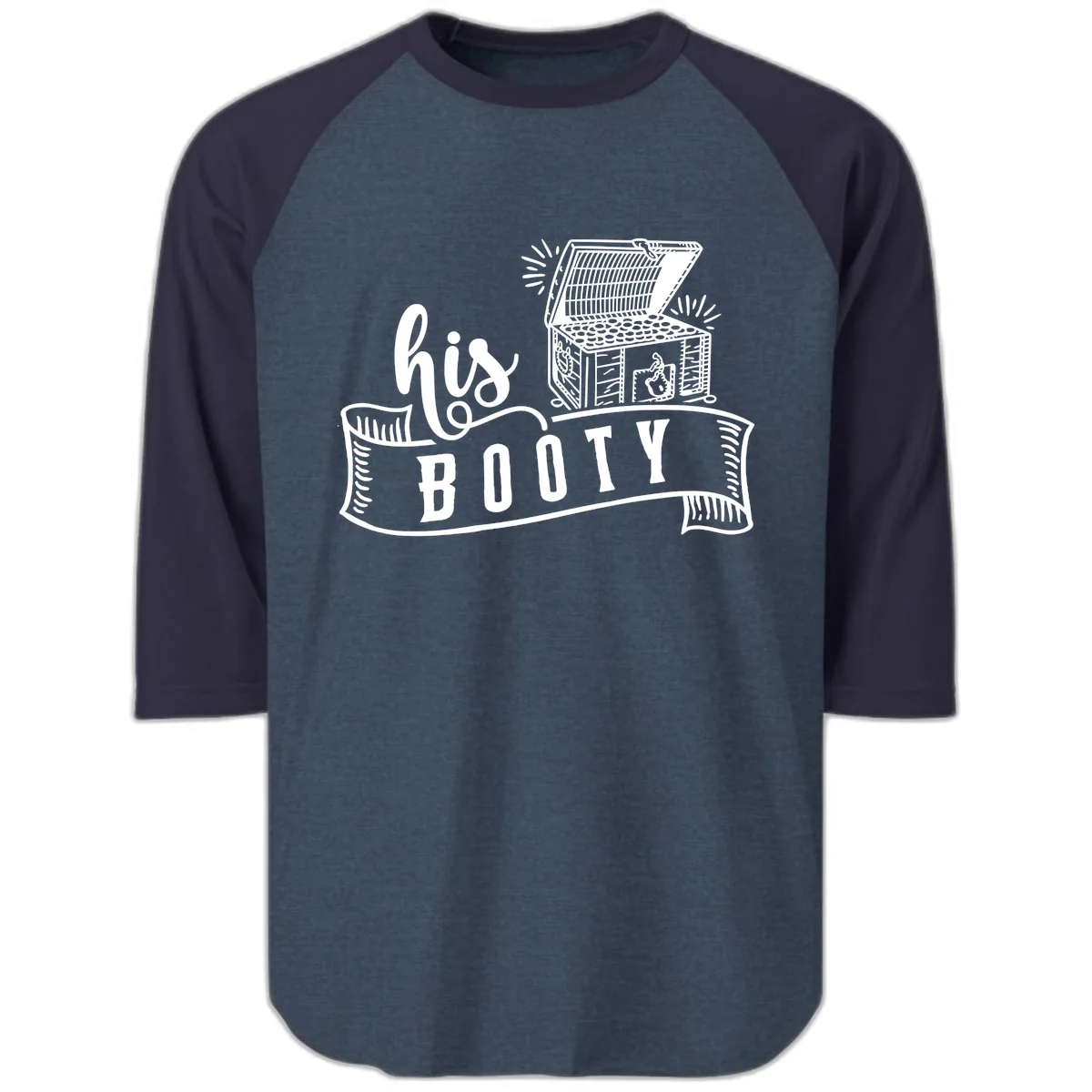 His and Hers Booty Cruise Raglan 3/4 in Heather Denim Navy