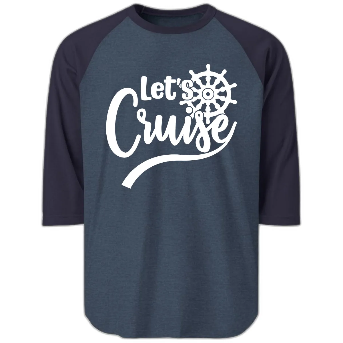 Let's So Swig Raglan 3/4 in Heather Denim Navy