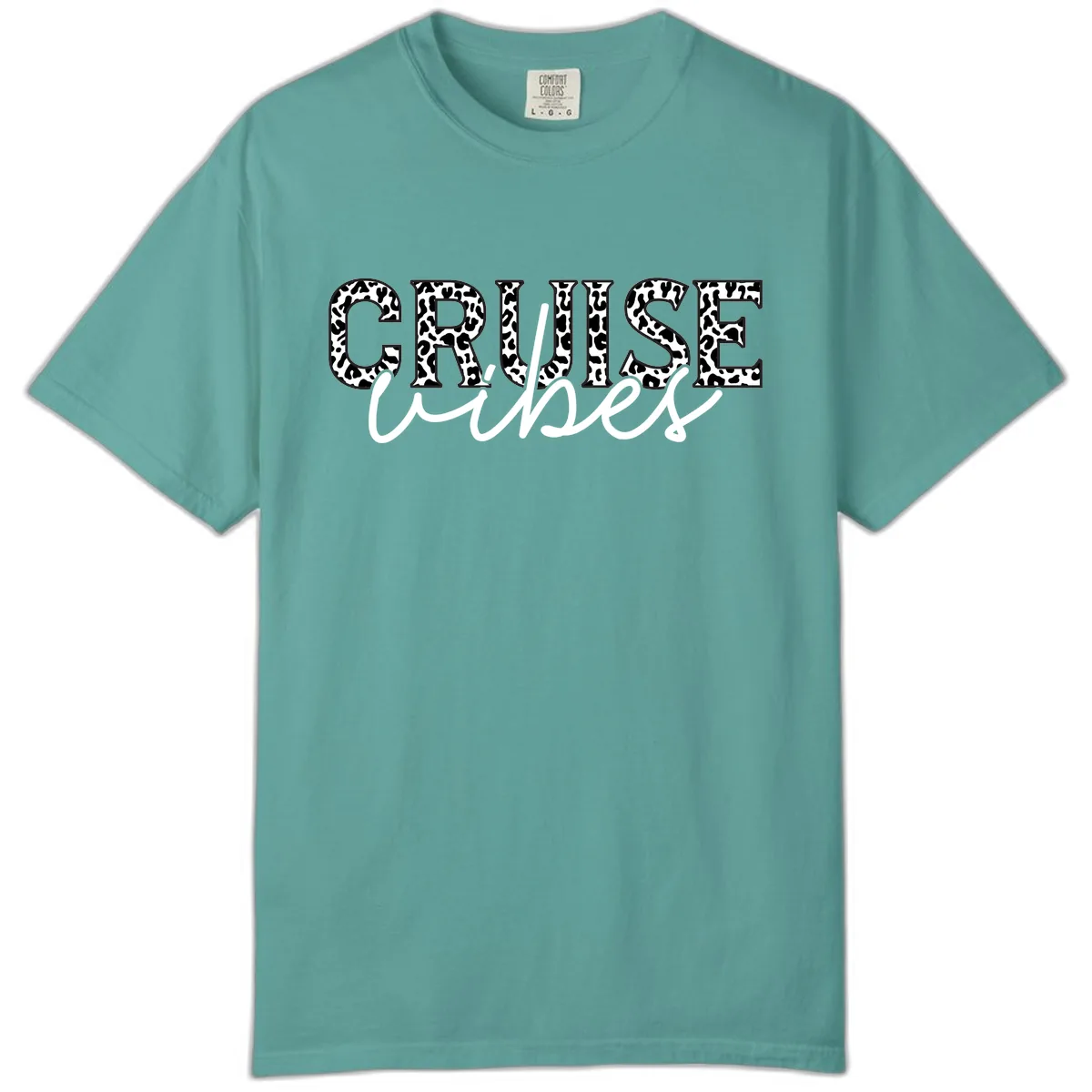 Cruise Vibes Leopard Print Comfort Color in Seafoam