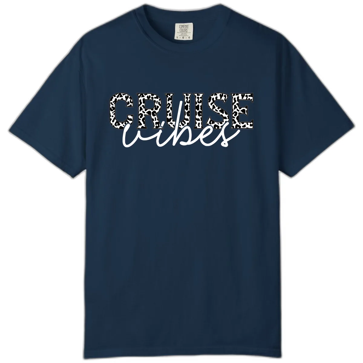 Cruise Vibes Leopard Print Comfort Color in True Navy
