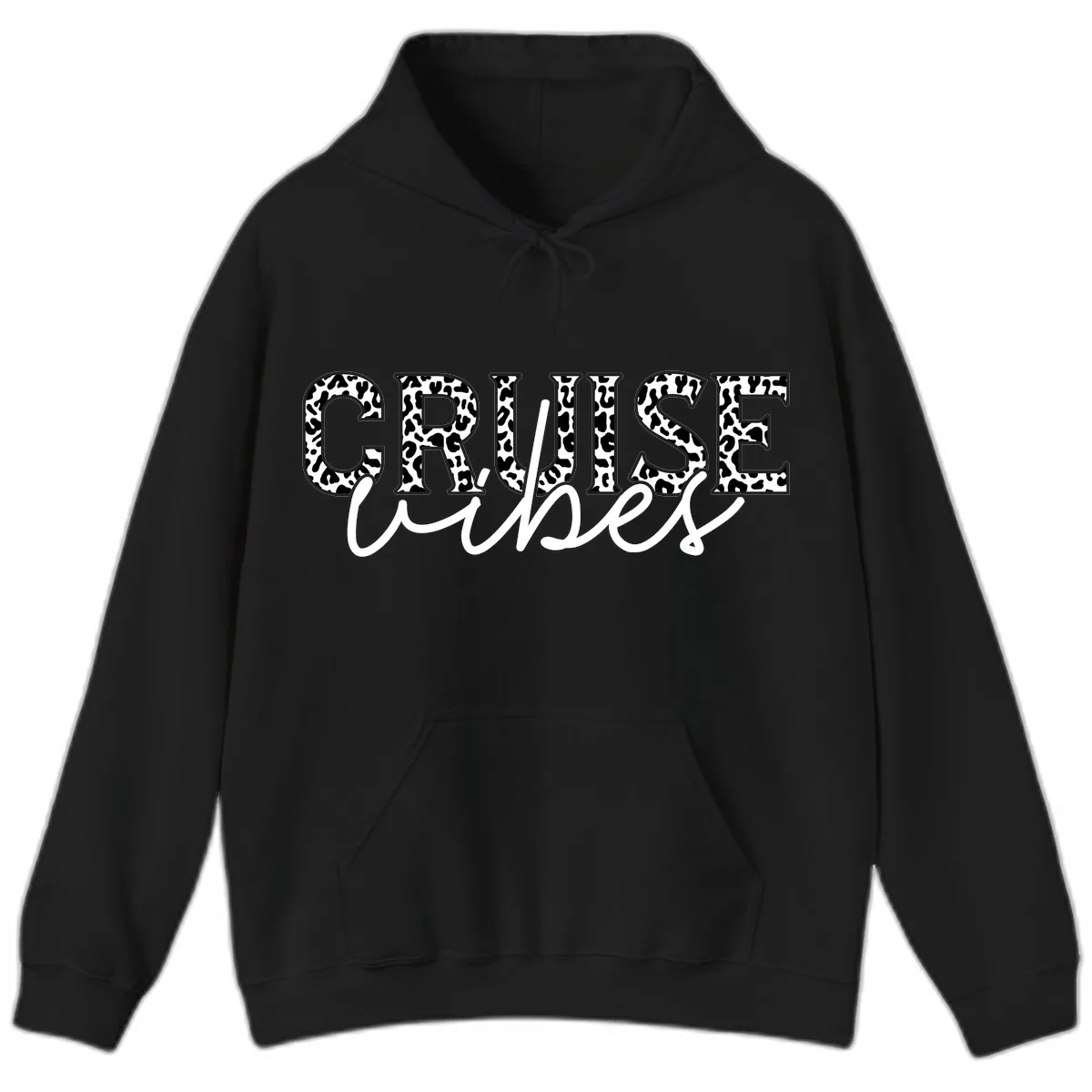Cruise Vibes Leopard Print Hoodie in Black