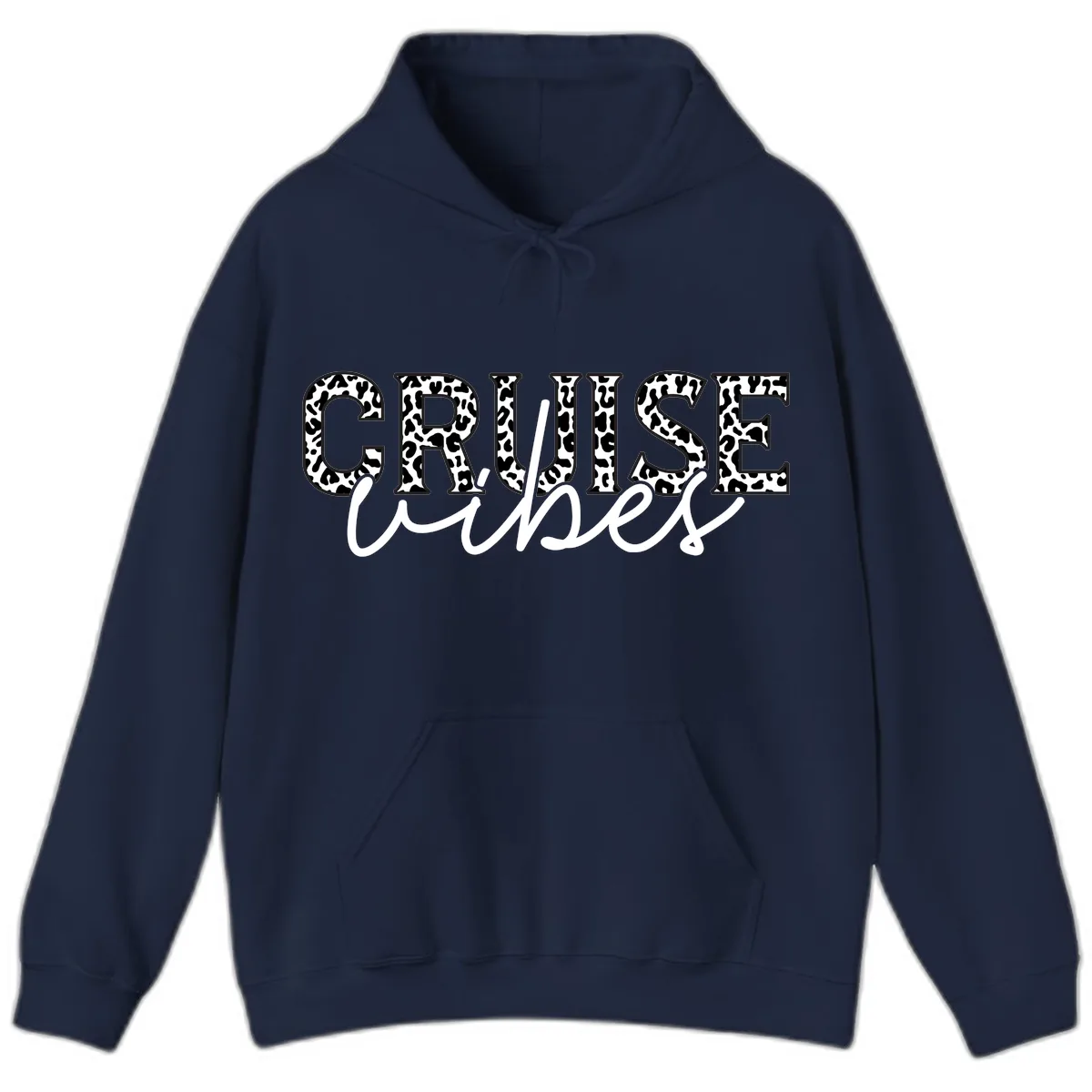 Cruise Vibes Leopard Print Hoodie in Navy