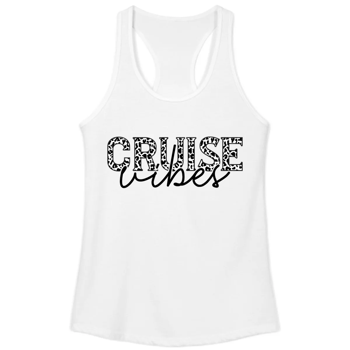 Cruise Vibes Leopard Print Ladies Tank in White