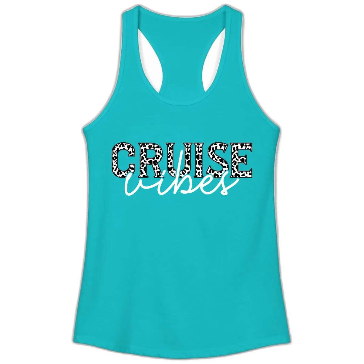 Cruise Vibes Leopard Print Ladies Tank in Tahiti Blue