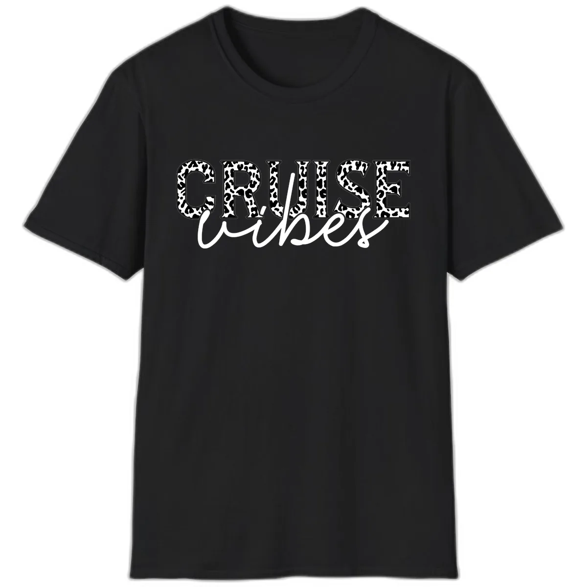 Cruise Vibes Leopard Print T-Shirt in Black