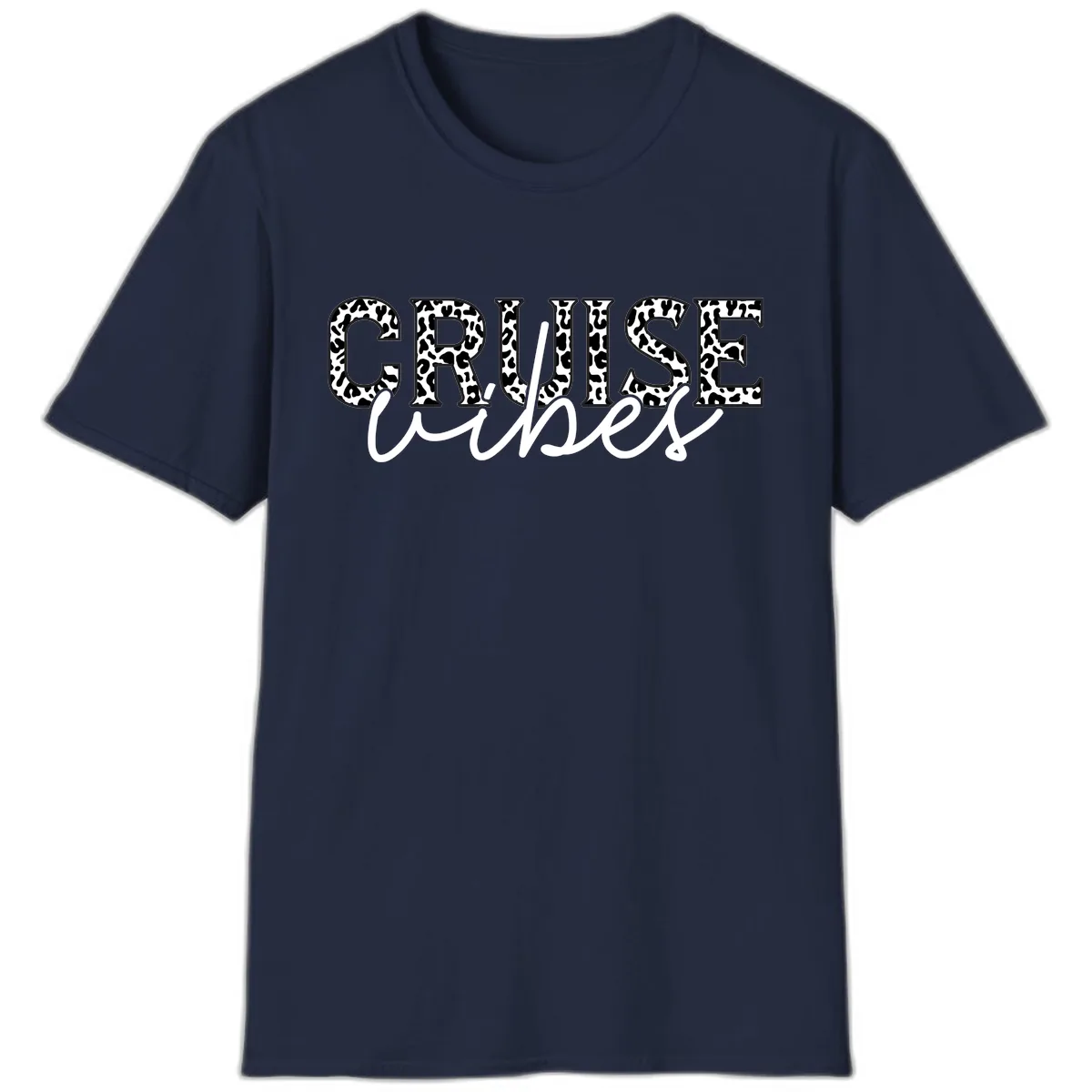 Cruise Vibes Leopard Print T-Shirt in Navy