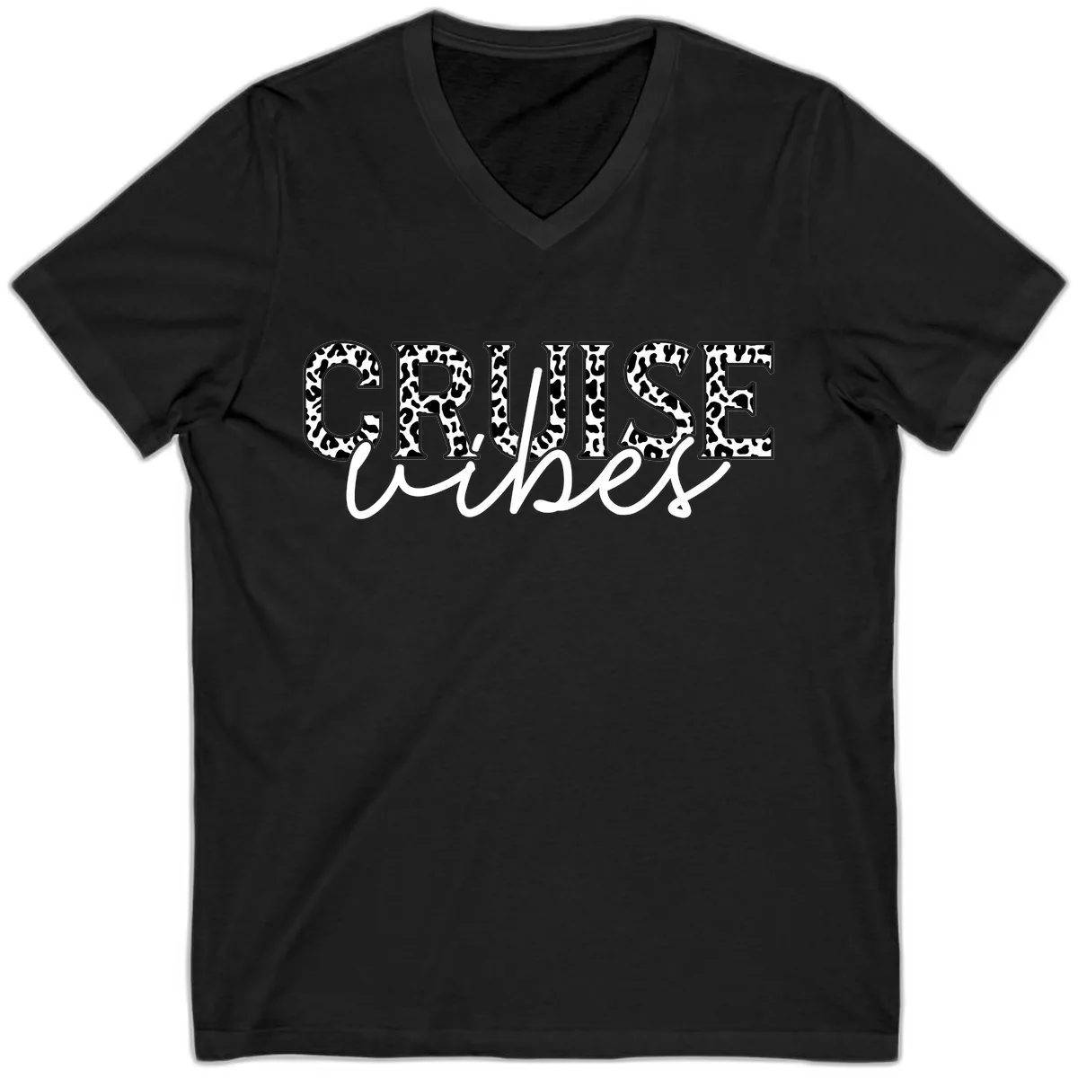 Cruise Vibes Leopard Print V-Neck in Black