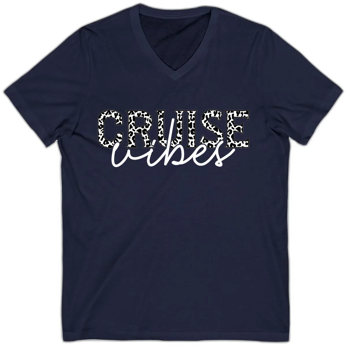 Cruise Vibes Leopard Print V-Neck in Navy
