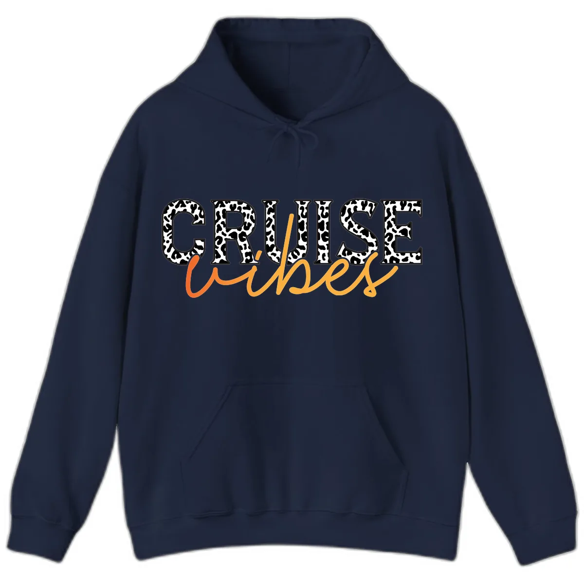 Cruise Vibes Leopard Print Hoodie in Navy