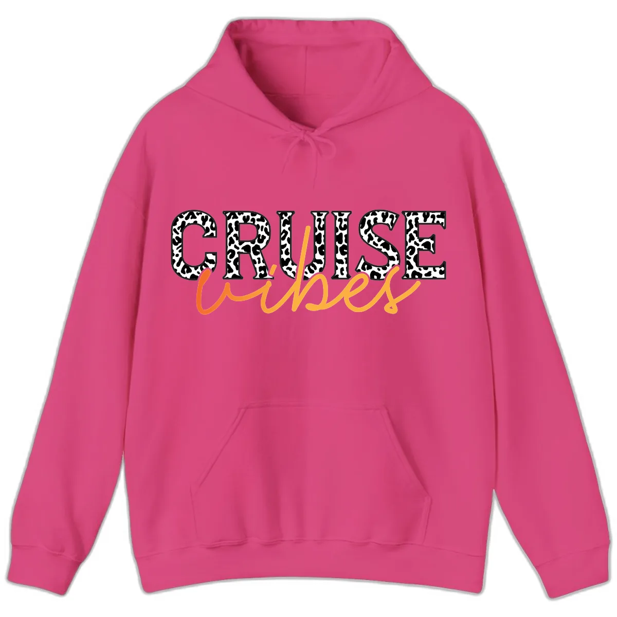 Cruise Vibes Leopard Print Hoodie in Heliconia