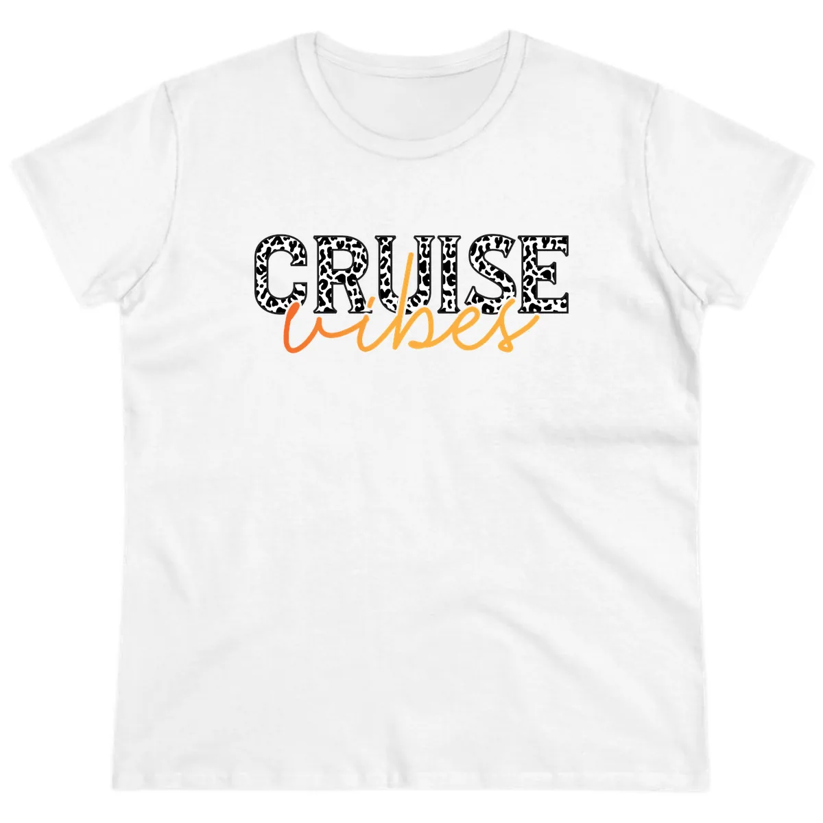 Cruise Vibes Leopard Print Ladies Tee in White