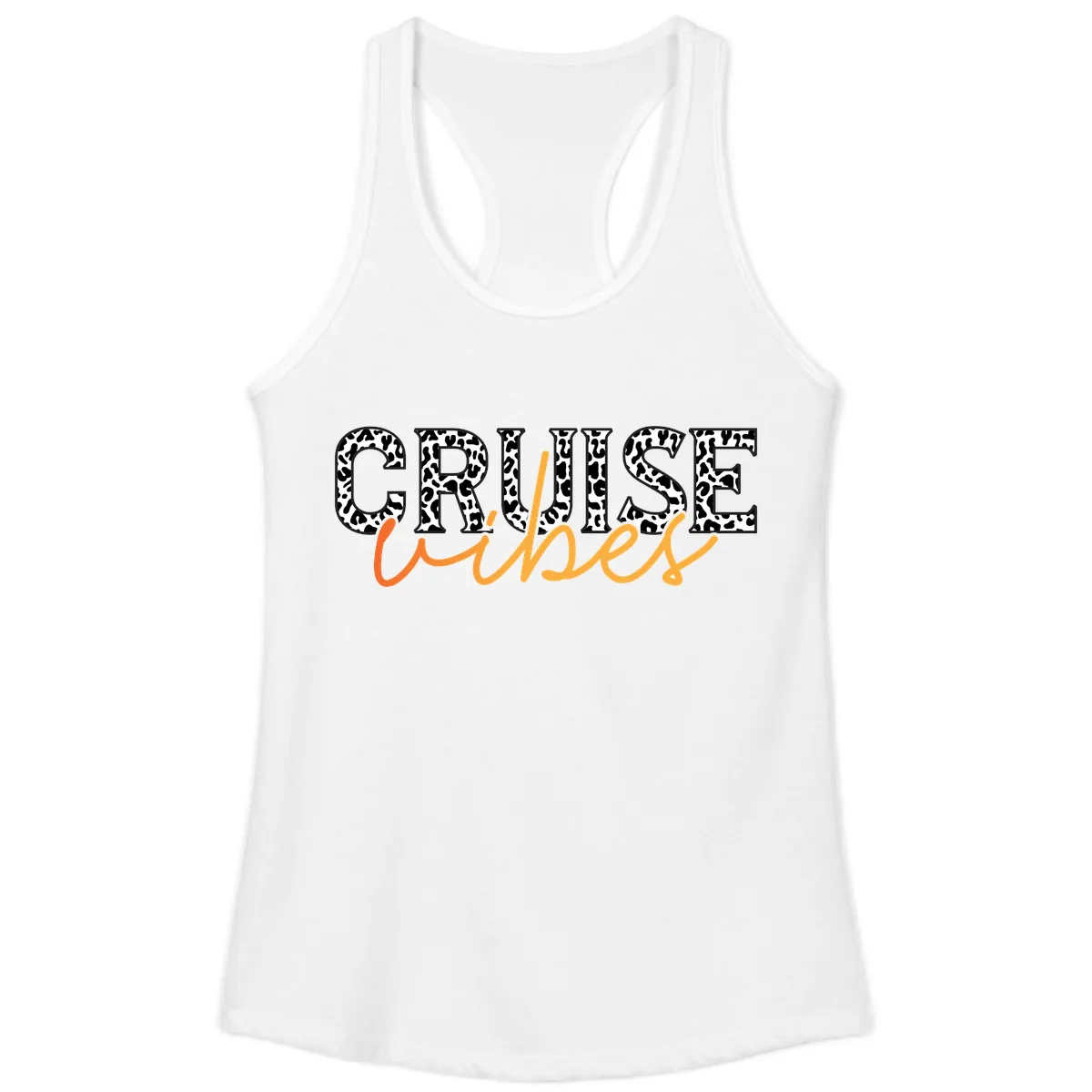 Cruise Vibes Leopard Print Ladies Tank in White