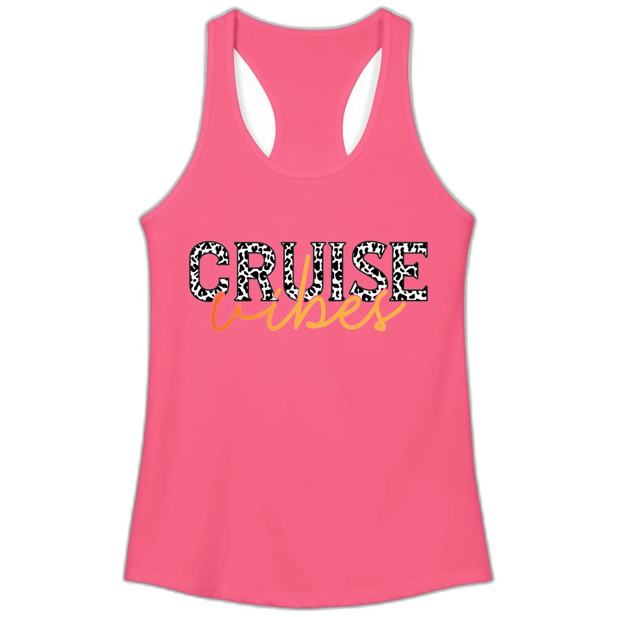 Cruise Vibes Leopard Print Ladies Tank in Solid Hot Pink