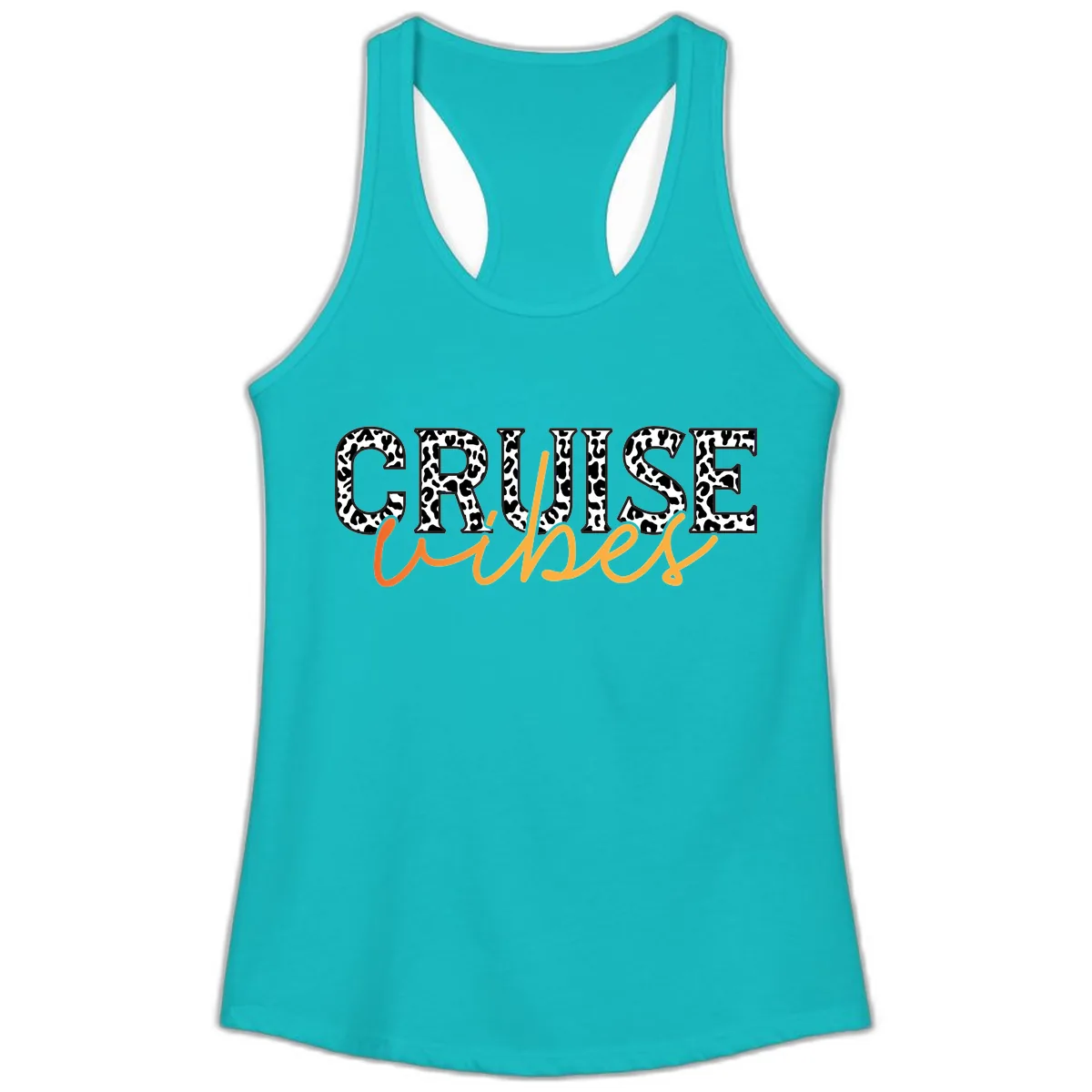 Cruise Vibes Leopard Print Ladies Tank in Tahiti Blue