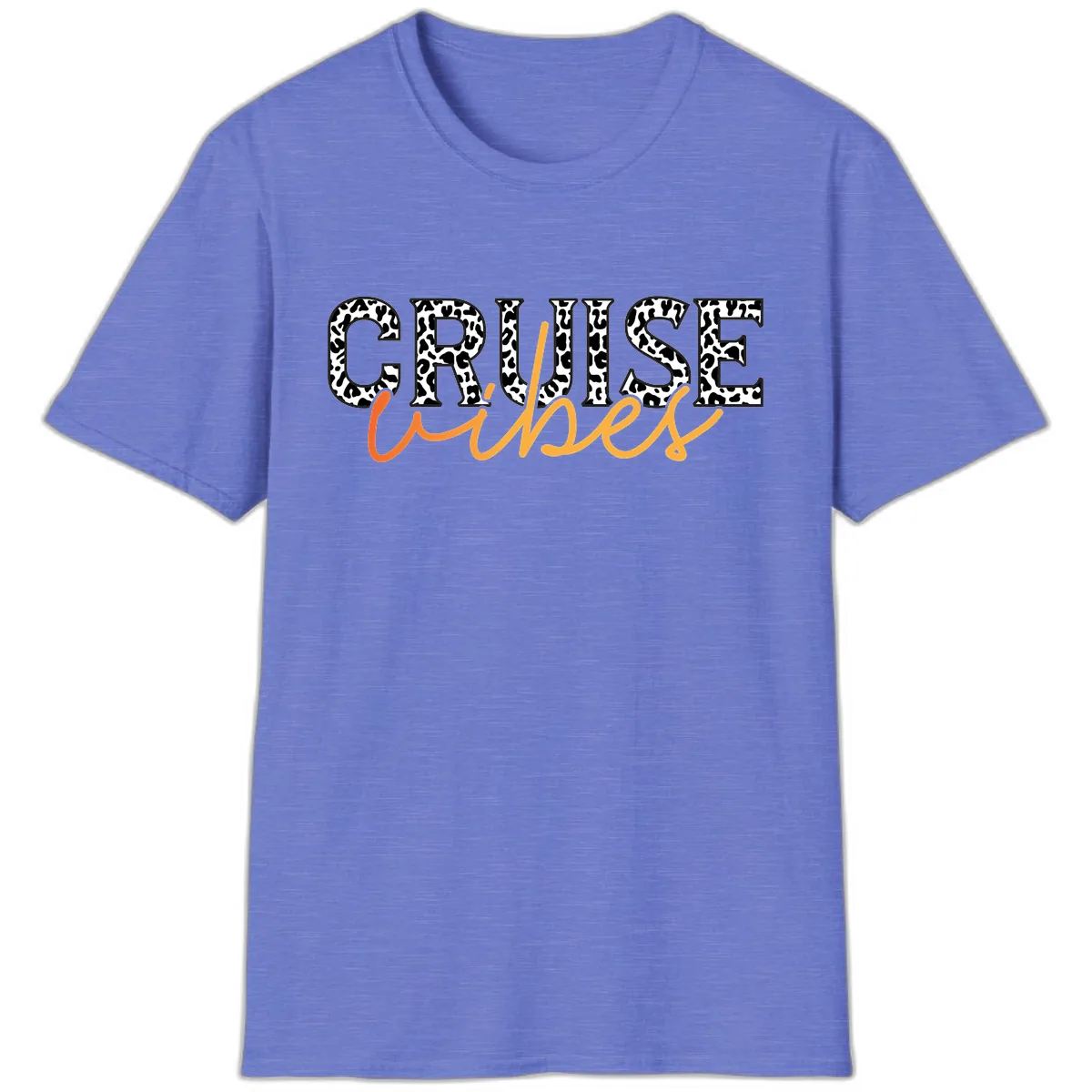 Cruise Vibes Leopard Print T-Shirt in Heather Royal