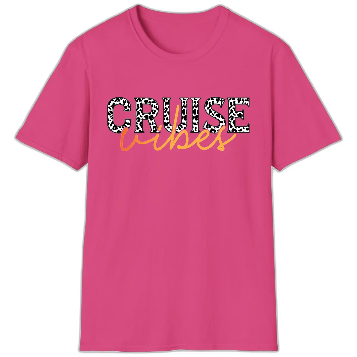 Cruise Vibes Leopard Print T-Shirt in Heliconia