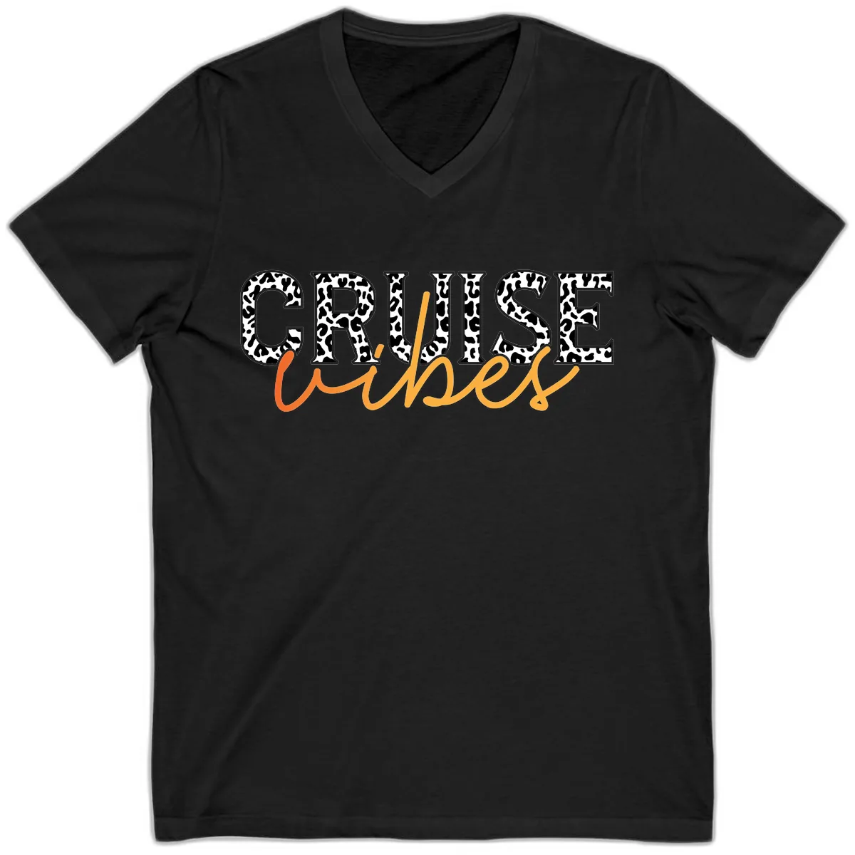 Cruise Vibes Leopard Print V-Neck in Black