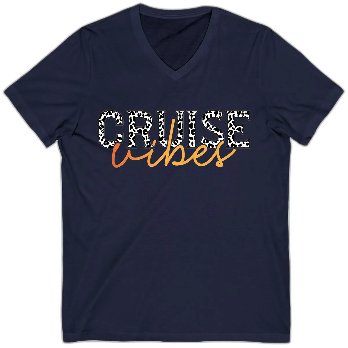 Cruise Vibes Leopard Print V-Neck in Navy