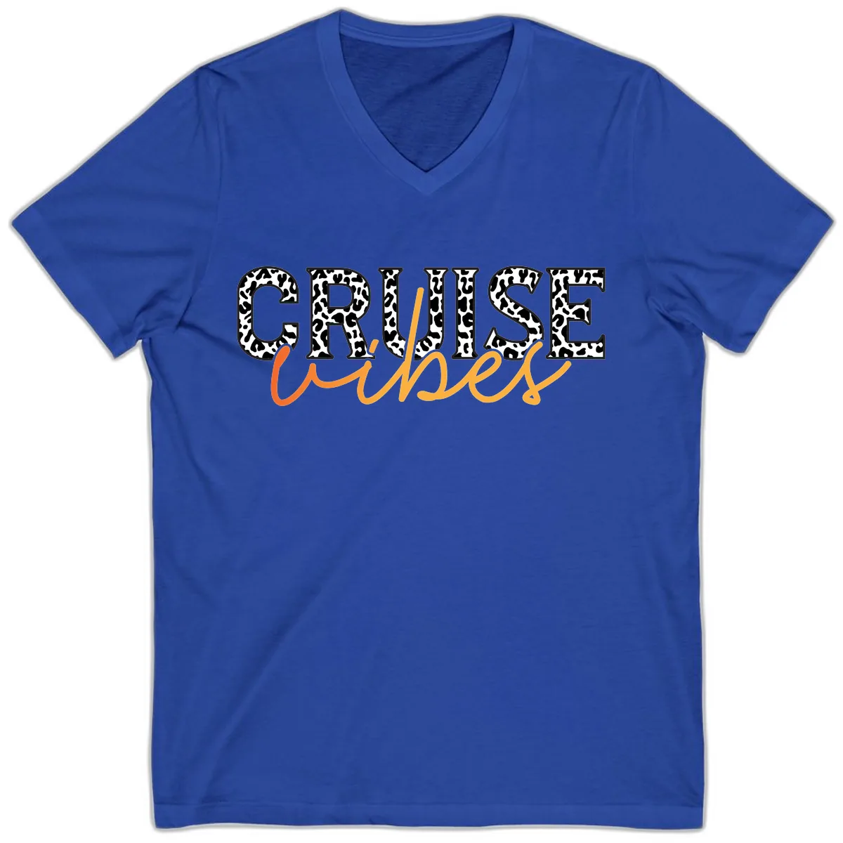 Cruise Vibes Leopard Print V-Neck in True Royal