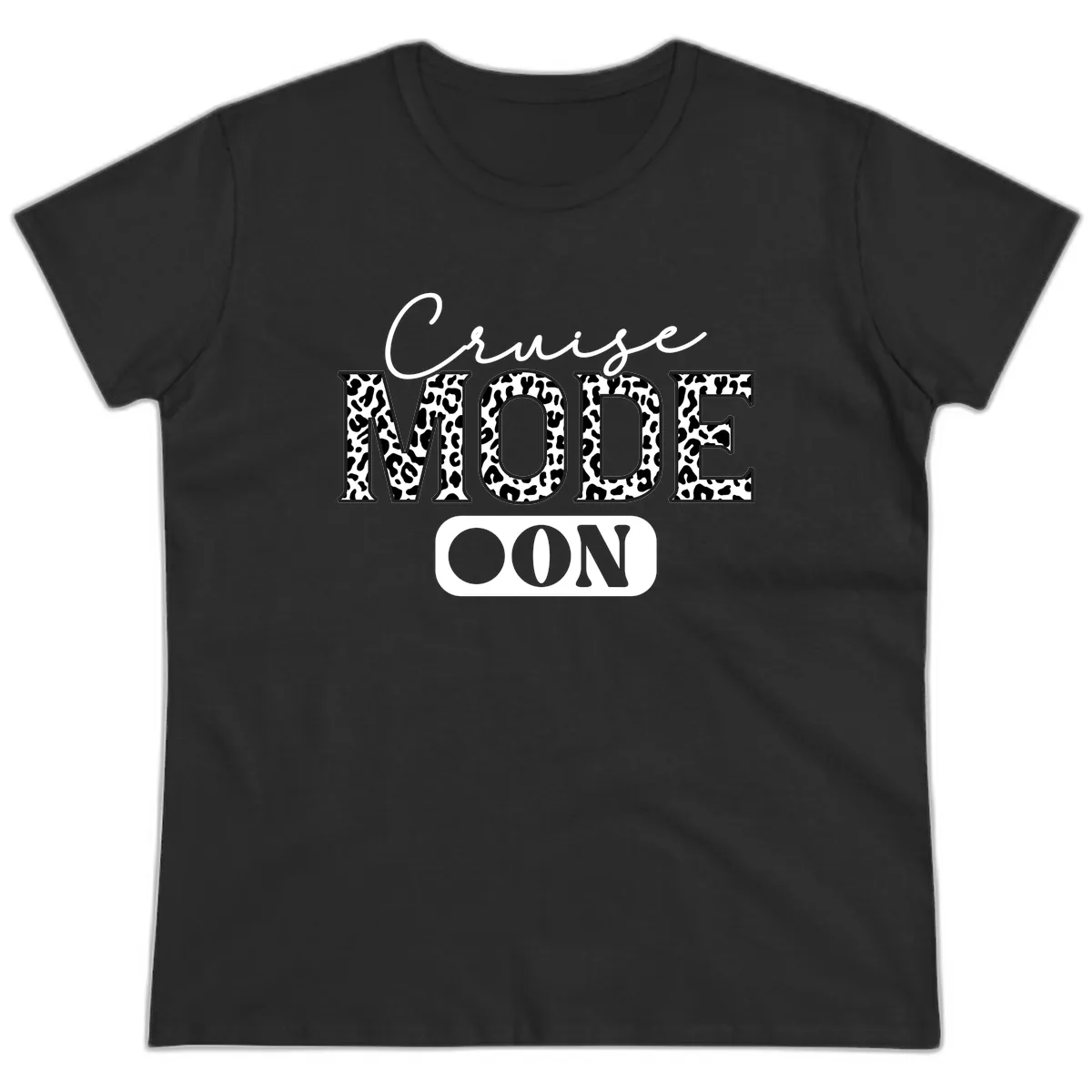 Cruise Mood Leopard Print Ladies Tee in Black