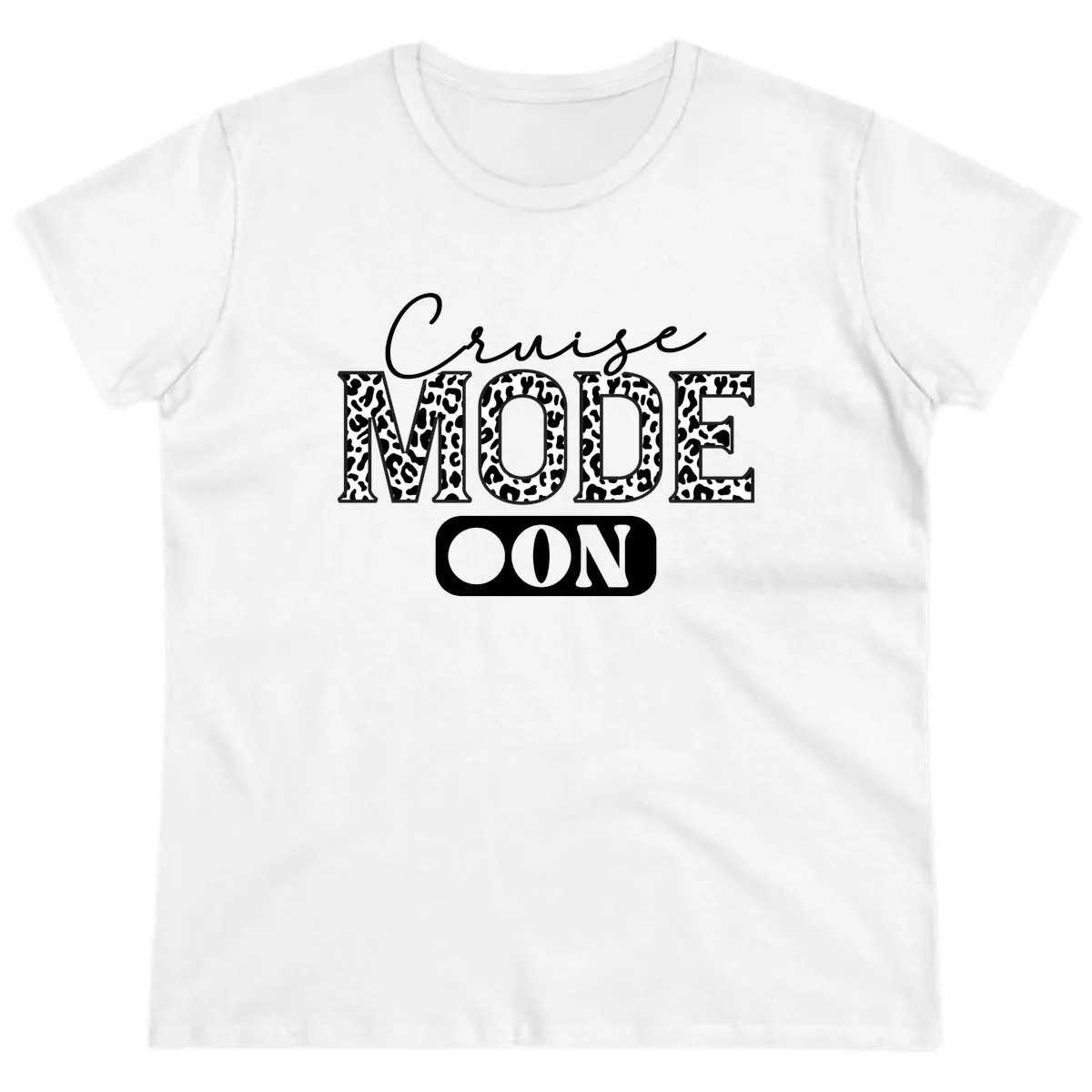Cruise Mood Leopard Print Ladies Tee in White