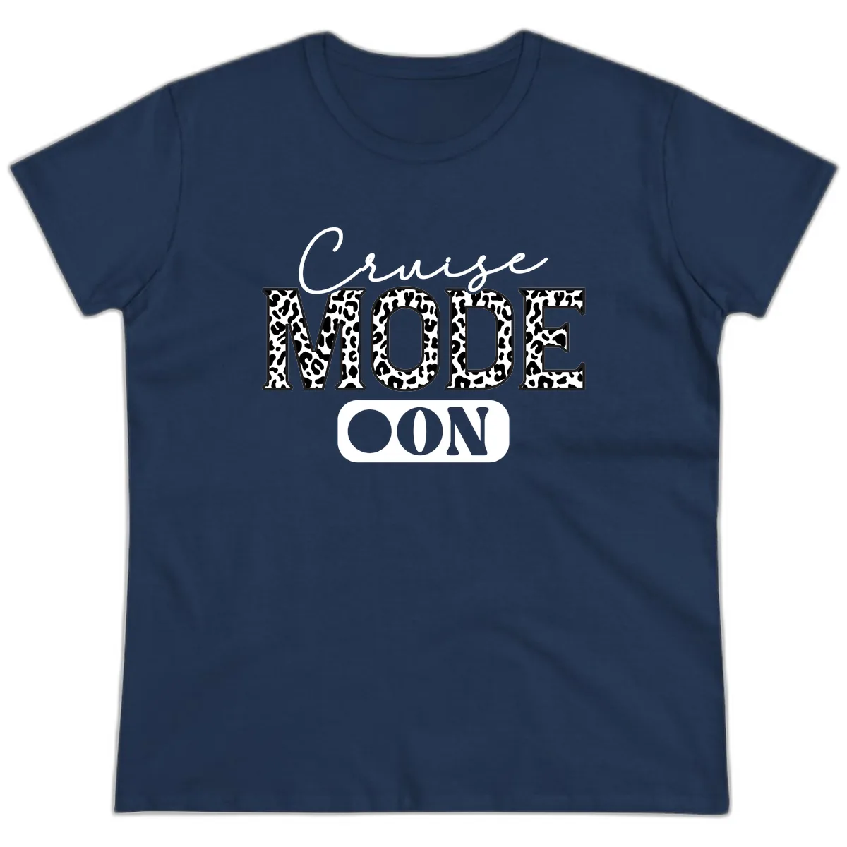 Cruise Mood Leopard Print Ladies Tee in Navy