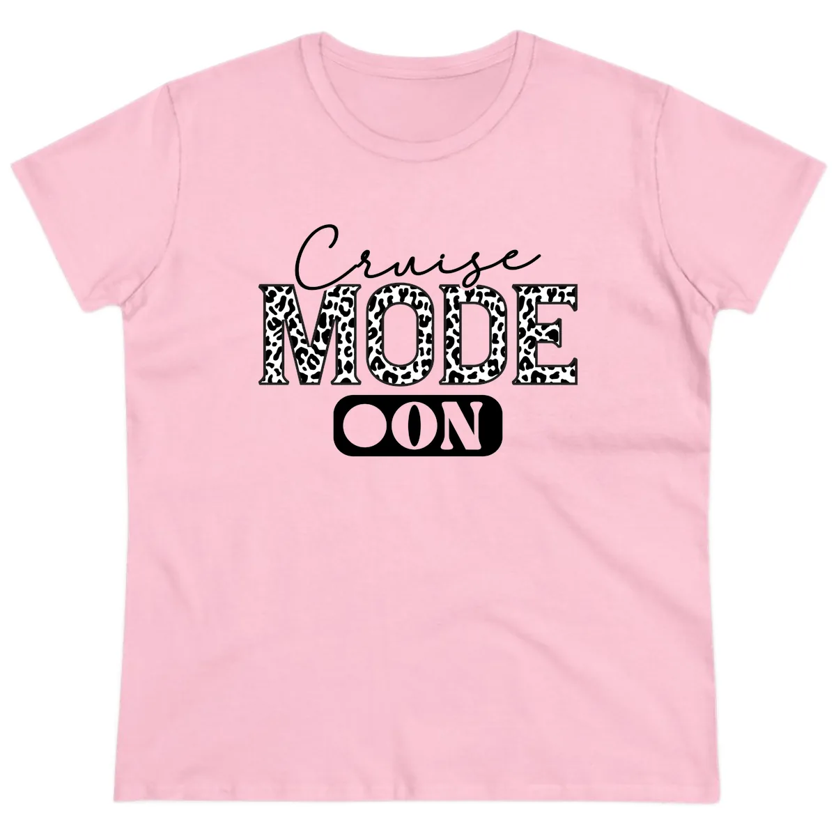 Cruise Mood Leopard Print Ladies Tee in Light Pink
