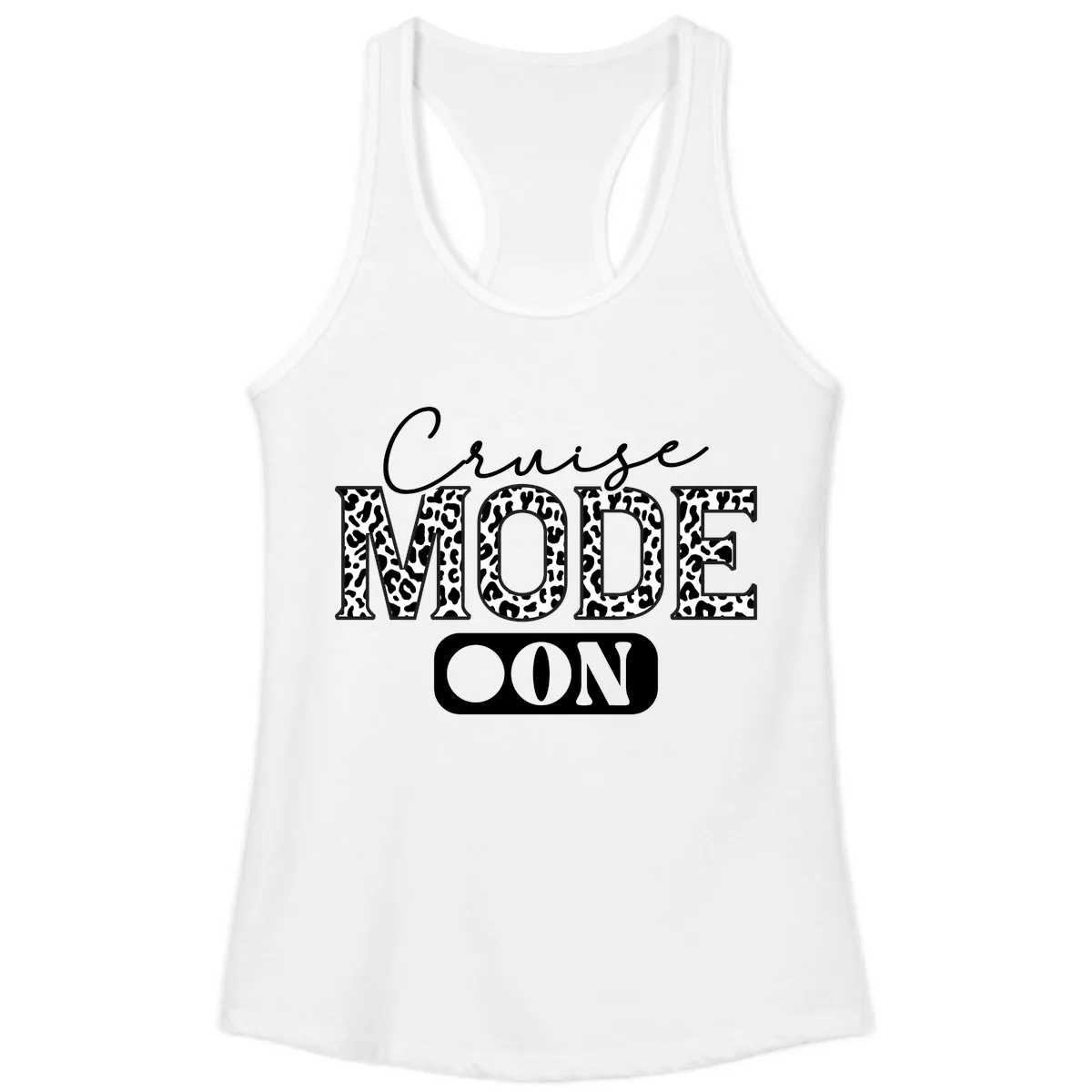 Cruise Mood Leopard Print Ladies Tank in White