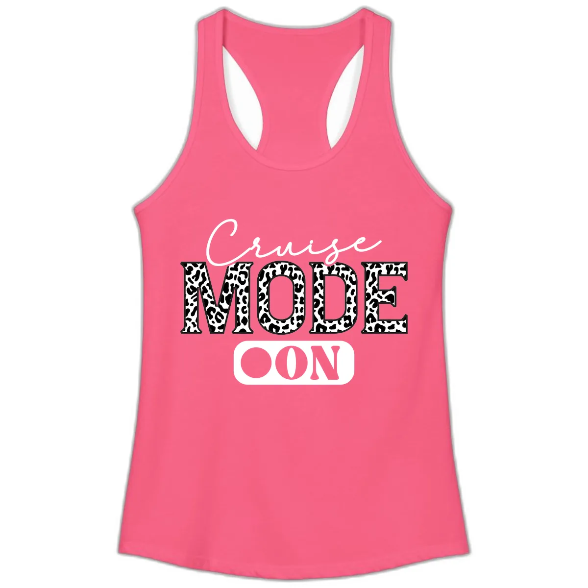 Cruise Mood Leopard Print Ladies Tank in Solid Hot Pink