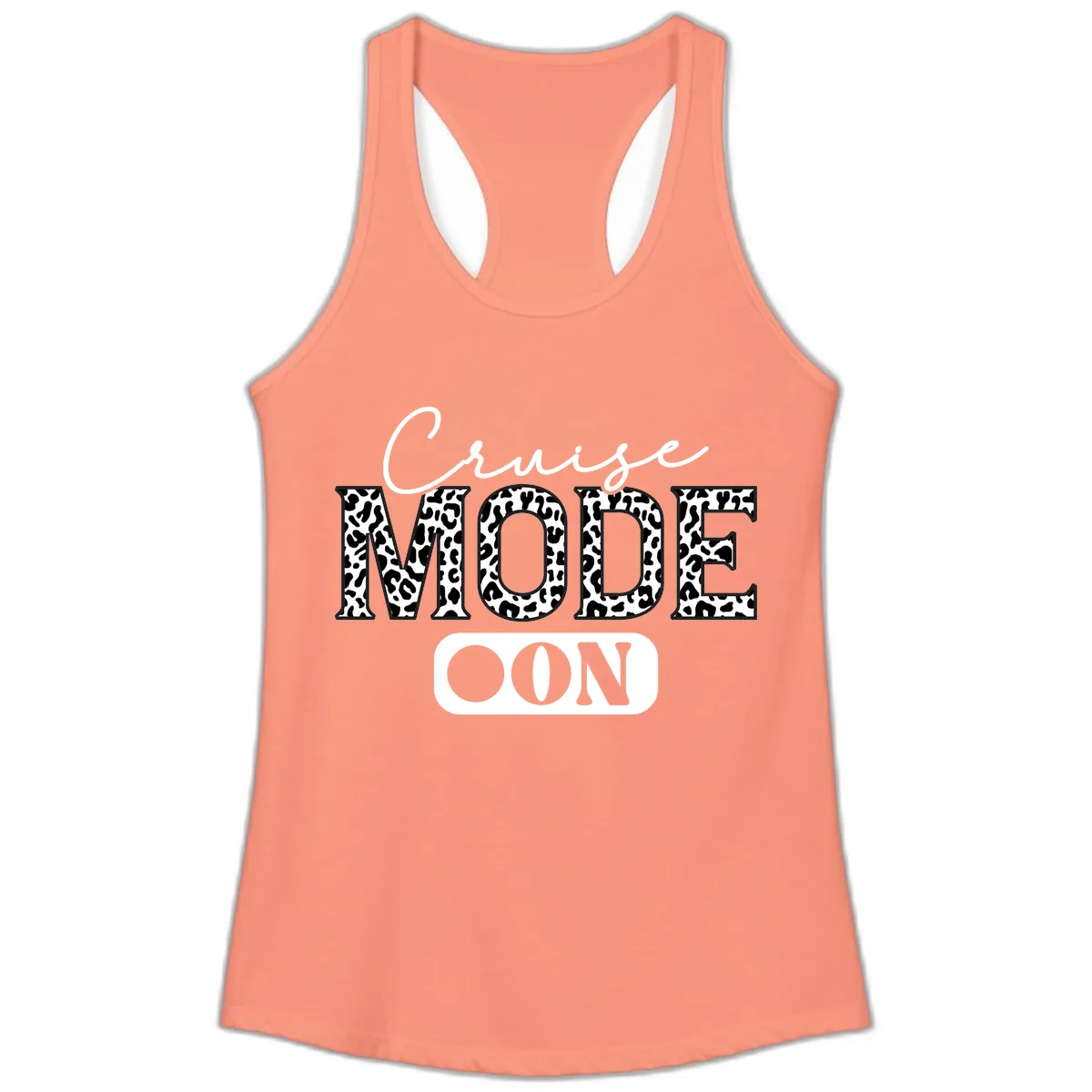 Cruise Mood Leopard Print Ladies Tank in Solid Light Orange
