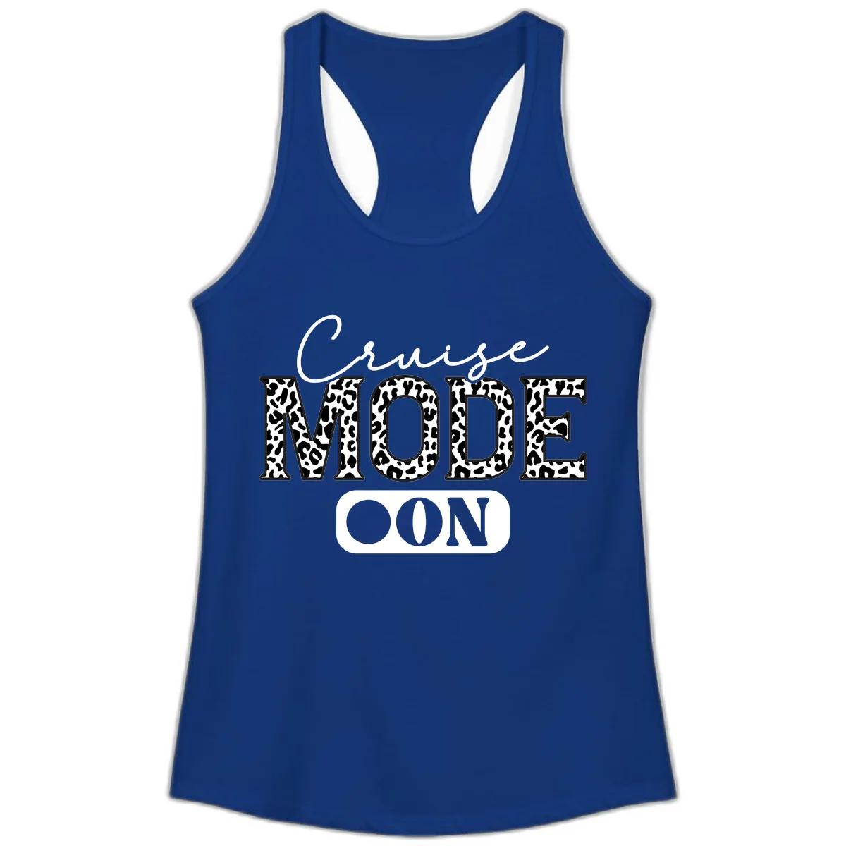 Cruise Mood Leopard Print Ladies Tank in Solid Royal