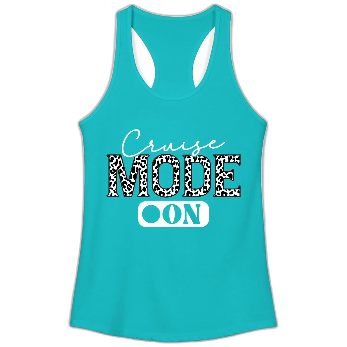 Cruise Mood Leopard Print Ladies Tank in Tahiti Blue