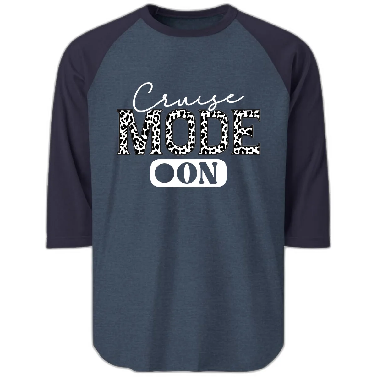 Cruise Mood Leopard Print Raglan 3/4 in Heather Denim Navy