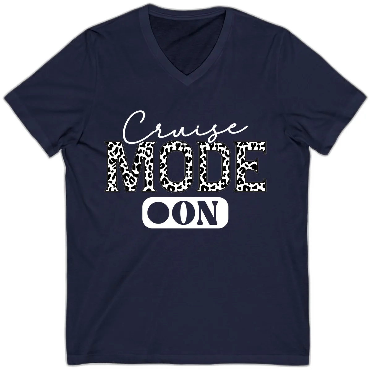 Cruise Mood Leopard Print V-Neck in Navy