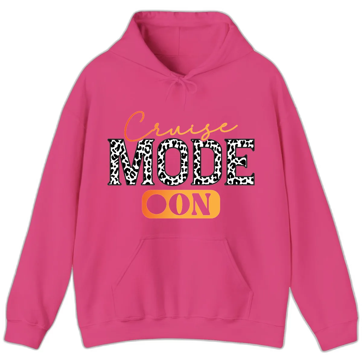 Cruise Mode Leopard Print Hoodie in Heliconia