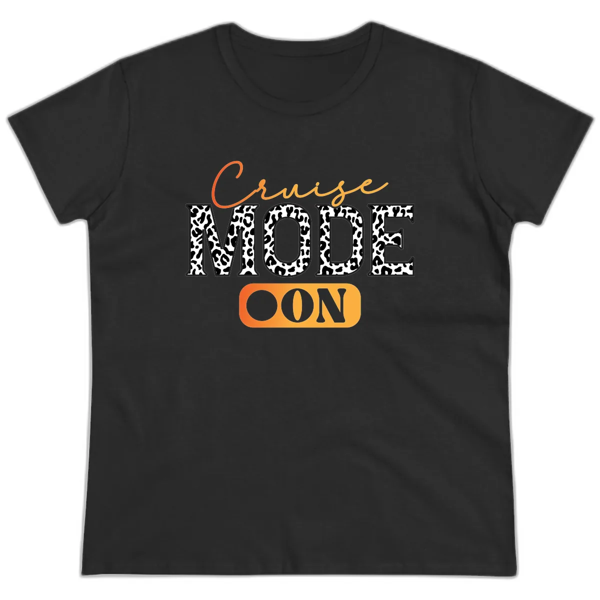 Cruise Mode Leopard Print Ladies Tee in Black