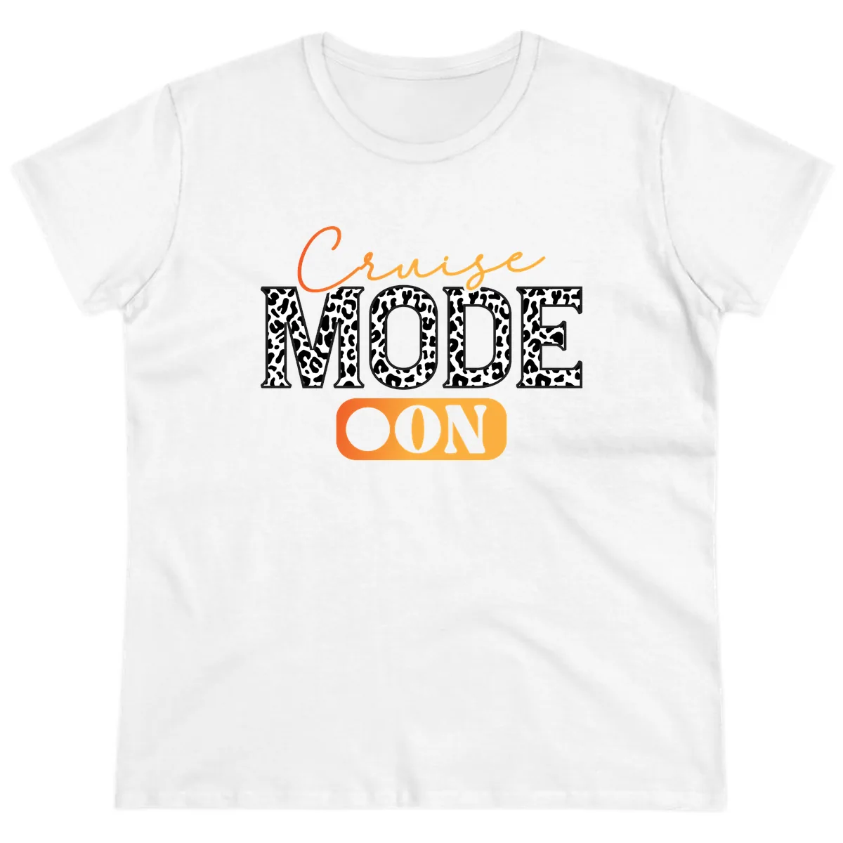 Cruise Mode Leopard Print Ladies Tee in White